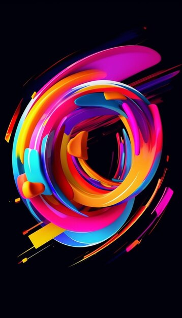 Un primo piano di un colorato disegno a spirale su uno sfondo nero ai generativo