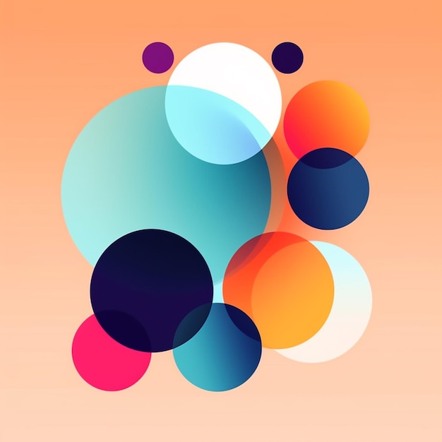 Un primo piano di un colorato disegno astratto con cerchi generativi ai
