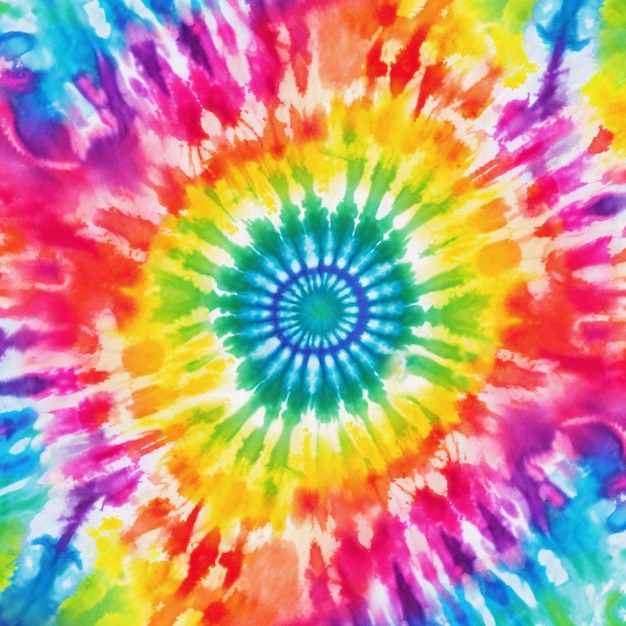 Un primo piano di un colorato motivo tie dye su uno sfondo bianco ai generativo