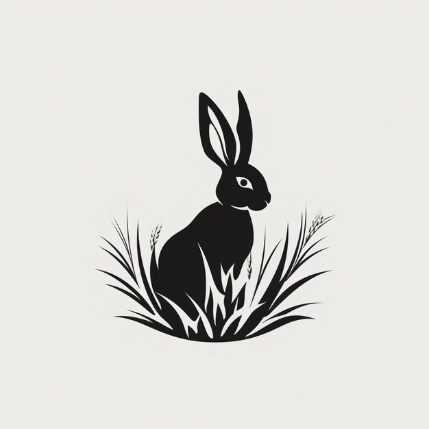 Un primo piano di un coniglio seduto nell'erba su uno sfondo bianco ai generativa