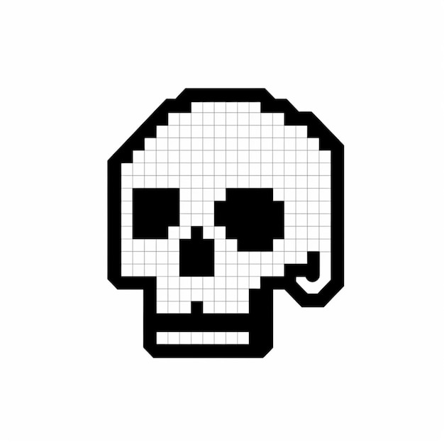 un primo piano di un cranio pixel con un modello di punto incrociato su di esso ai generativo