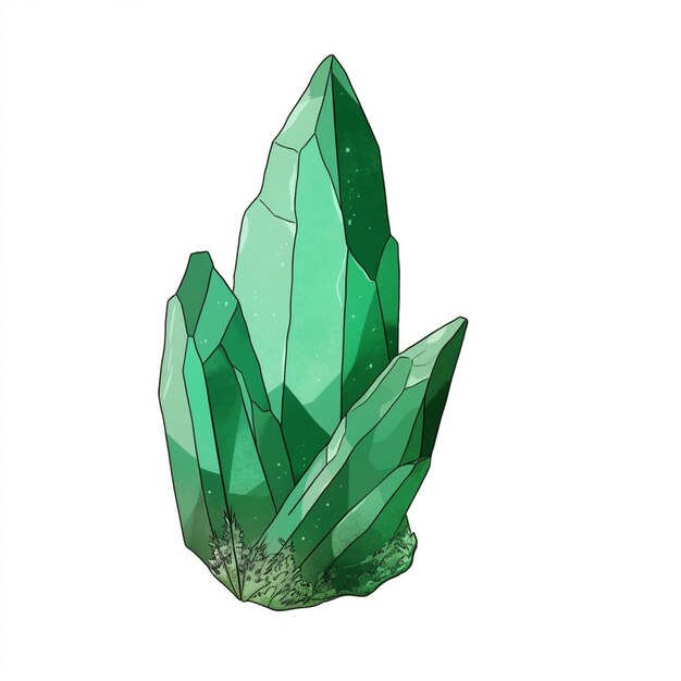 un primo piano di un cristallo verde su uno sfondo bianco
