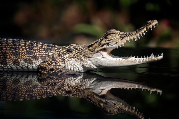 Un primo piano di un cucciolo di coccodrillo
