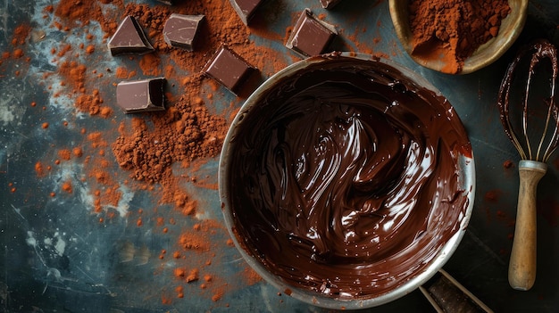 Un primo piano di un delizioso mucchio di cioccolato