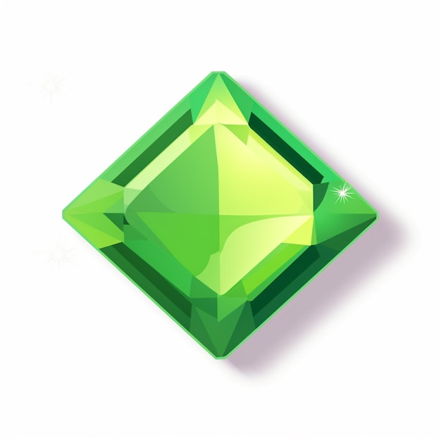 un primo piano di un diamante a forma di quadrato verde su uno sfondo bianco