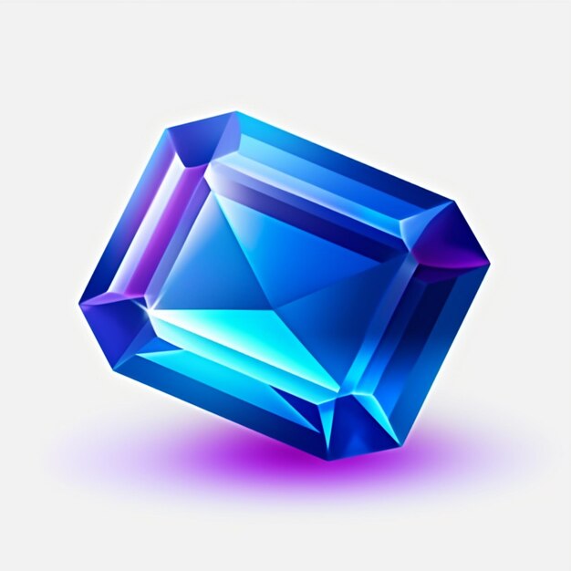 Un primo piano di un diamante blu su sfondo bianco ai generativo