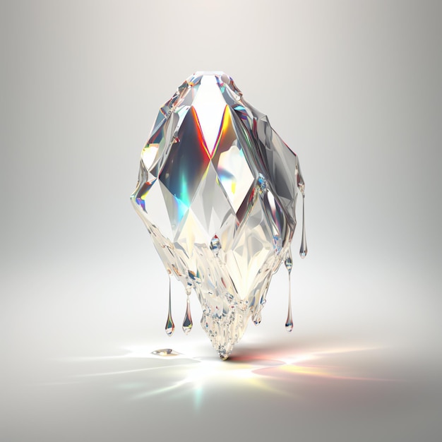 un primo piano di un diamante con un sacco di gocce di liquido generativo ai