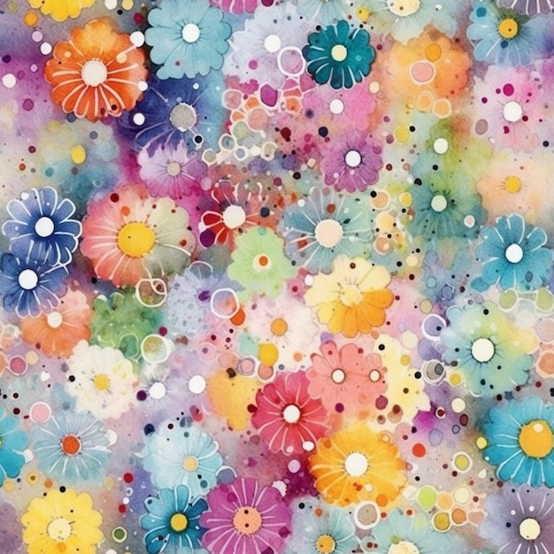 Un primo piano di un dipinto colorato di fiori su uno sfondo bianco ai generativo