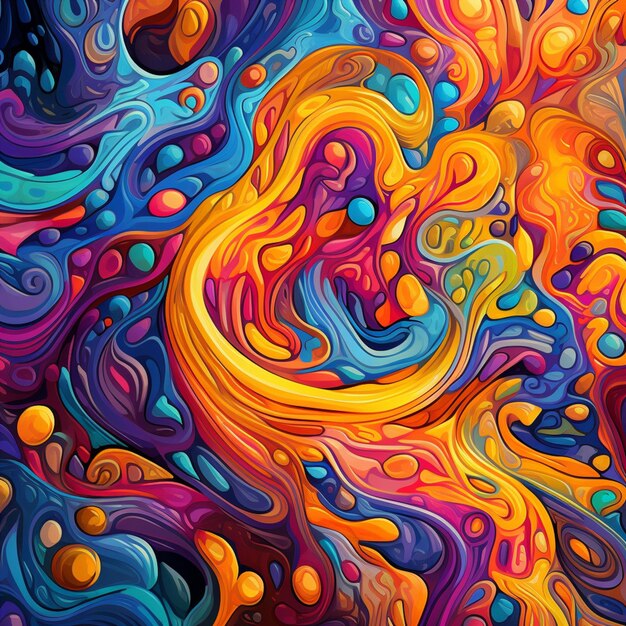 Un primo piano di un dipinto colorato di un design swirly generativo ai