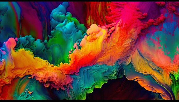 un primo piano di un dipinto colorato di un'onda di liquido generativo ai