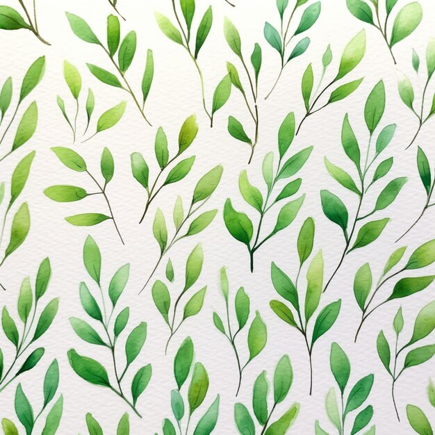 un primo piano di un dipinto di foglie verdi su una superficie bianca ai generativa