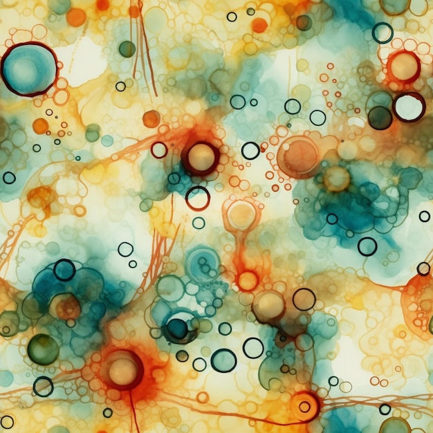 un primo piano di un dipinto di un gruppo di bolle generative ai