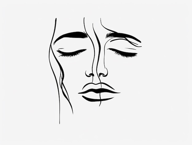 Un primo piano di un disegno del viso di una donna con gli occhi chiusi