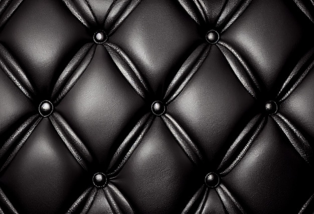 Un primo piano di un divano in pelle nera con un cuscino in pelle nera.