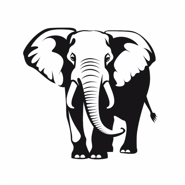 un primo piano di un elefante con grandi zanne su sfondo bianco ai generativa
