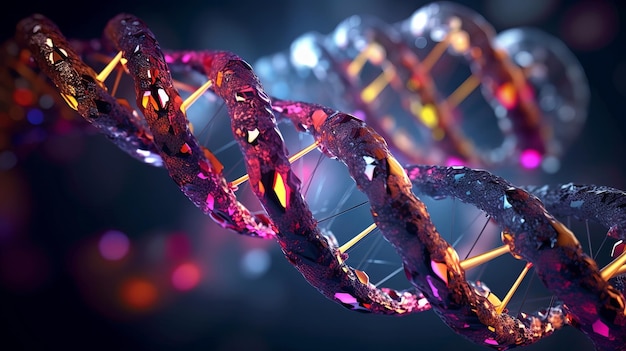 Un primo piano di un filamento di DNA