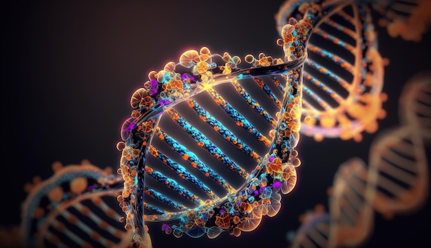 Un primo piano di un filamento di DNA