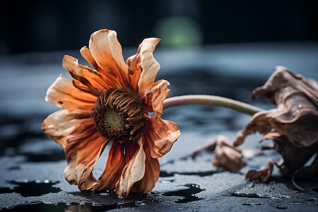 Un primo piano di un fiore appassito un promemoria della fragilità della vita e dell'importanza di custodirla