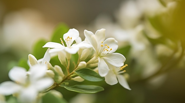 Un primo piano di un fiore bianco con sopra la parola gelsomino