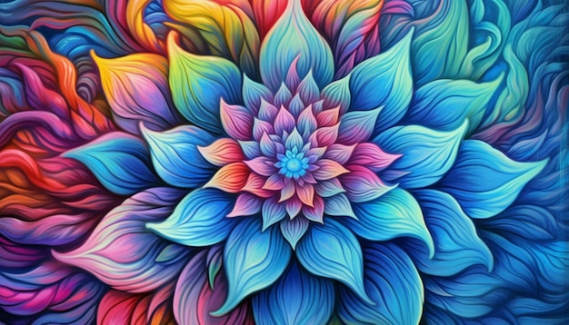 Un primo piano di un fiore colorato con molti colori ai generativo