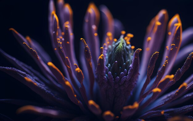 Un primo piano di un fiore con punte arancioni