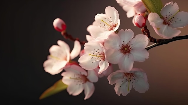 Un primo piano di un fiore con sopra la parola ciliegia