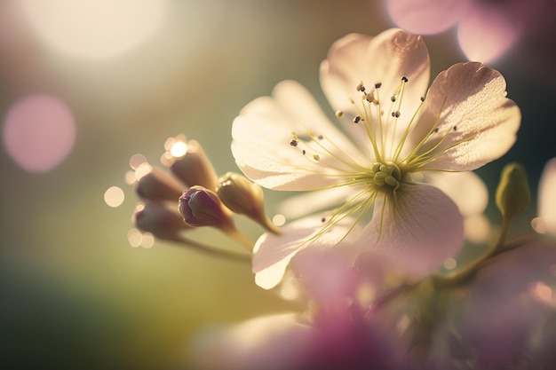 Un primo piano di un fiore con sopra la parola ciliegia