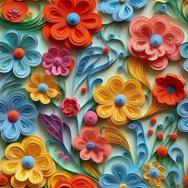 Un primo piano di un fiore di carta colorato con molti petali ai generativo