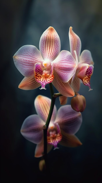 Un primo piano di un fiore di orchidea viola