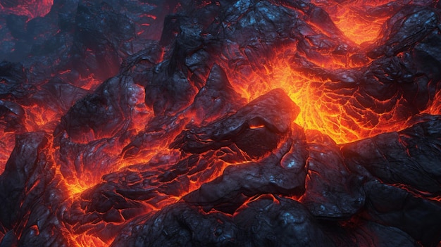 Un primo piano di un flusso di lava con la parola lava sul fondo