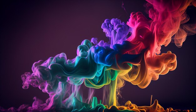 un primo piano di un fumo colorato è nell'aria generativa ai