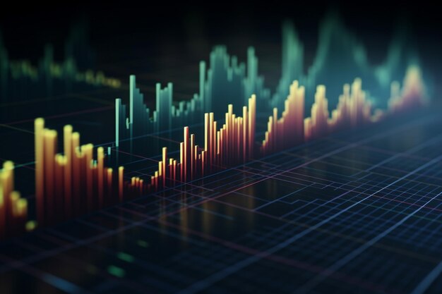un primo piano di un grafico a barre con uno sfondo scuro ai generativo