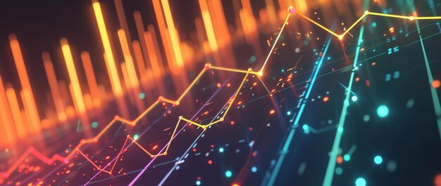 un primo piano di un grafico a righe colorato con uno sfondo nero