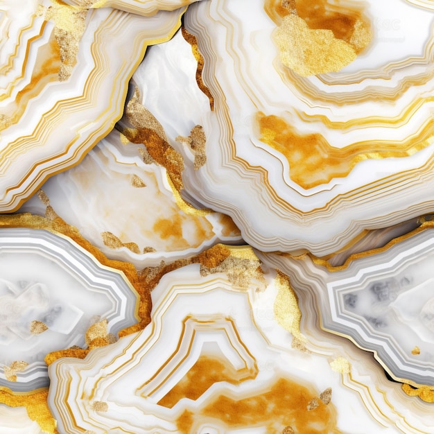 Un primo piano di un gruppo di agate generative gialle e bianche