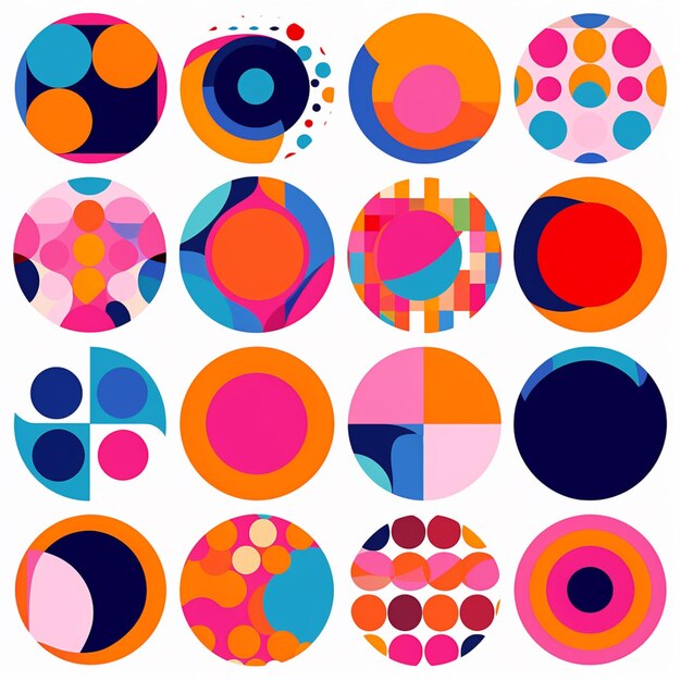 un primo piano di un gruppo di cerchi con colori diversi ai generativi