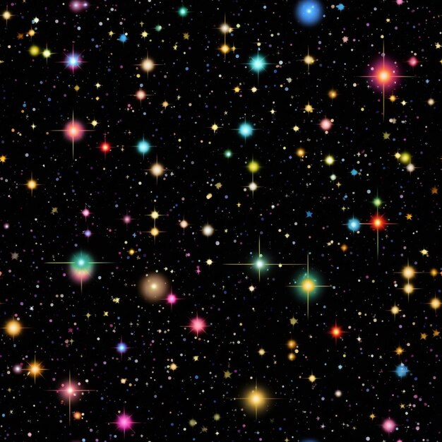 un primo piano di un gruppo di stelle in un cielo nero generativo ai