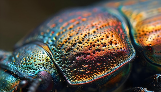 un primo piano di un insetto colorato su un tavolo