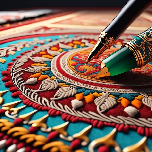 un primo piano di un intricato tappeto persiano con i suoi ricchi motivi e la meticolosa riproduzione artigianale