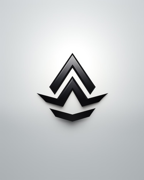 Un primo piano di un logo bianco e nero con un triangolo ai generativo
