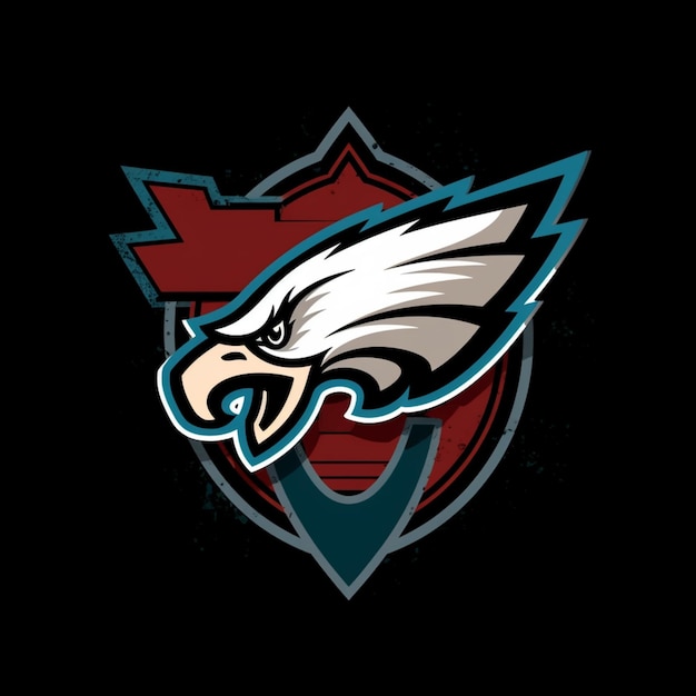 un primo piano di un logo dei Philadelphia Eagles su uno sfondo nero generativo ai