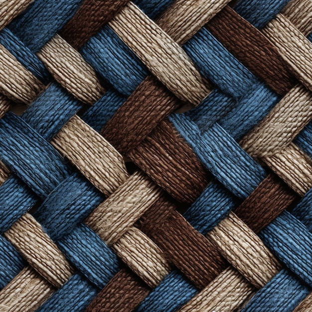 un primo piano di un materiale tessuto con un disegno generativo ai marrone e blu