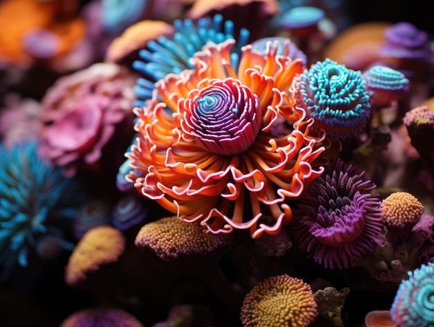 Un primo piano di un mazzo di fiori colorati AI generativa