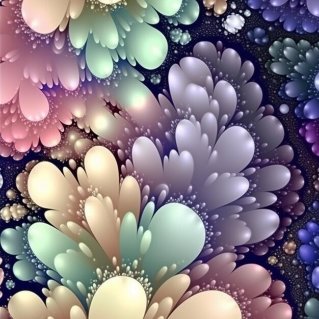 Un primo piano di un mazzo di fiori con bolle su di loro ai generativo