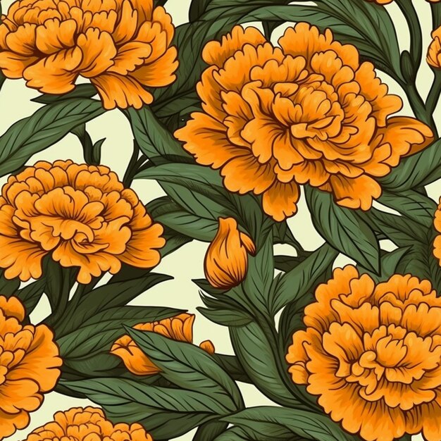 un primo piano di un mazzo di fiori d'arancio su sfondo verde ai generativa