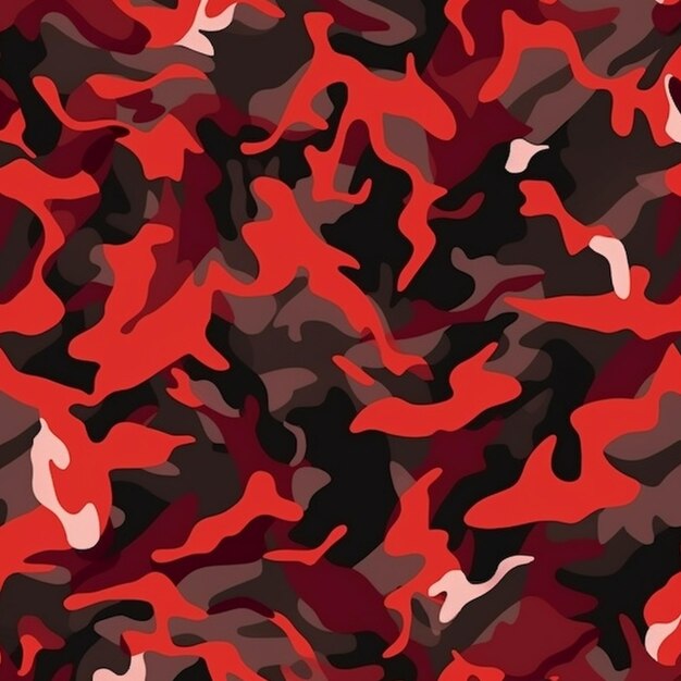 un primo piano di un modello di camuffamento rosso e nero generativo ai