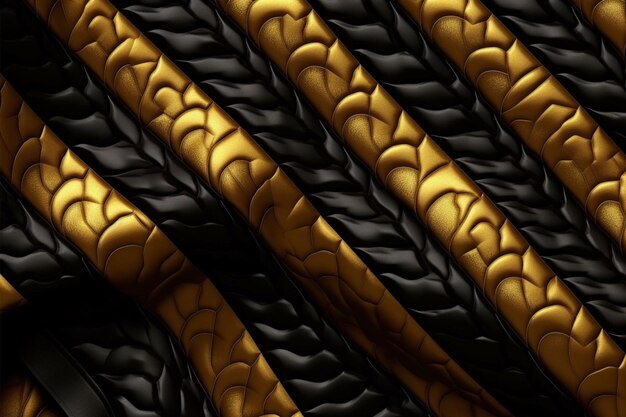 Un primo piano di un modello di pelle di serpente nero e oro generativo ai