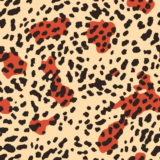 Un primo piano di un modello di stampa leopardo con macchie rosse generative ai