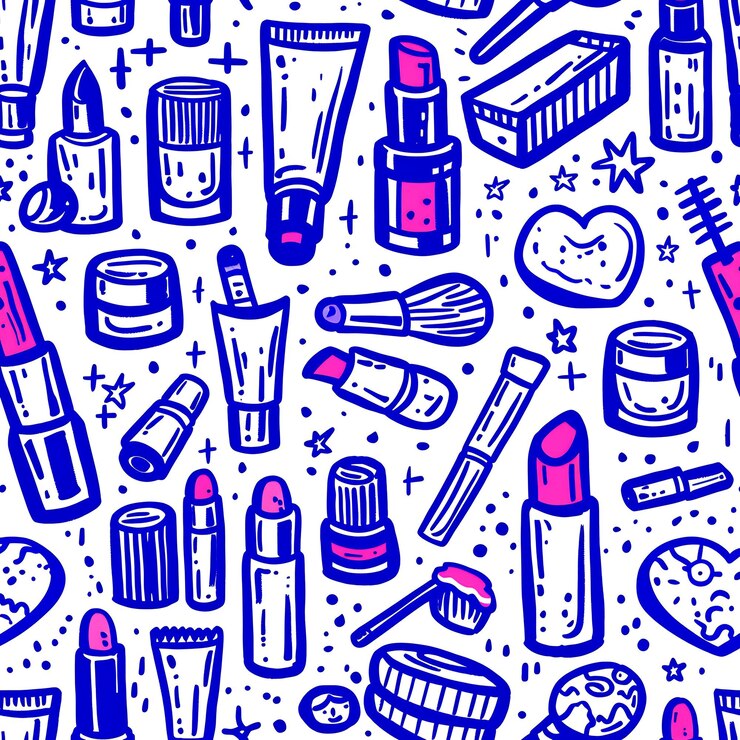 Foto un primo piano di un modello di vari articoli cosmetici