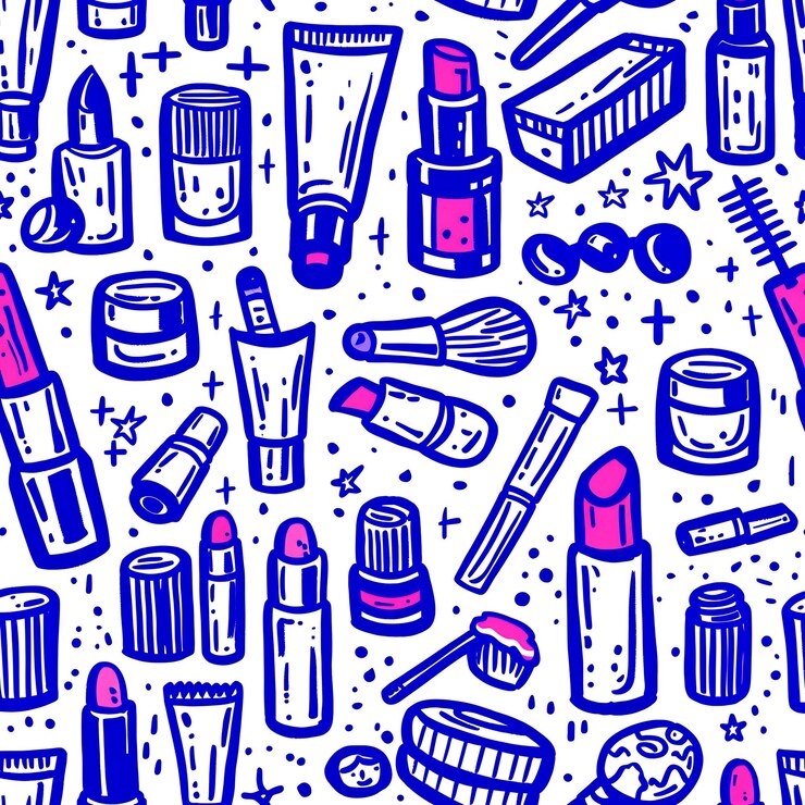 Foto un primo piano di un modello di vari articoli cosmetici