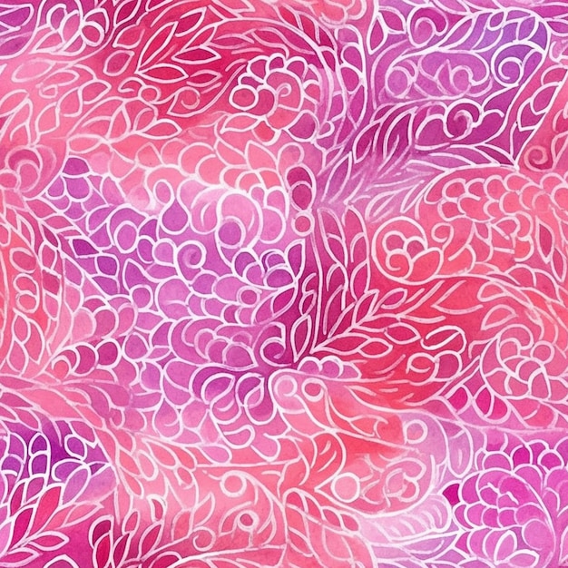 Un primo piano di un modello florale rosa e viola generativo ai